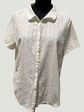 Boden white  Eyelet Button-Down Shirt size 14